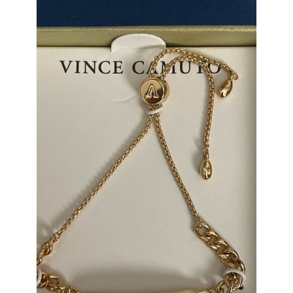 Vince Camuto Gold-Tone Mixed Chains Black & Crystal Pave Sliding Bracelet - Picture 3 of 3